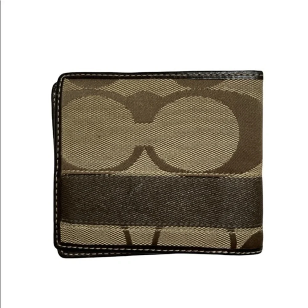 Coach vintage y2k rare signature c brown striped mens bifold wallet rare